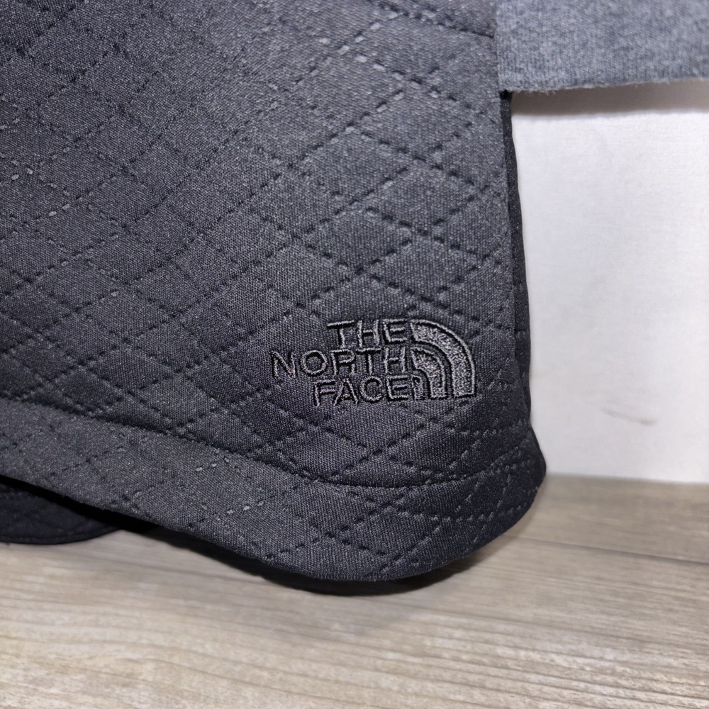 Womens Small The North Face Black Knit Quilted & Fleece Longline Hooded Jacket - Picture 3 of 12